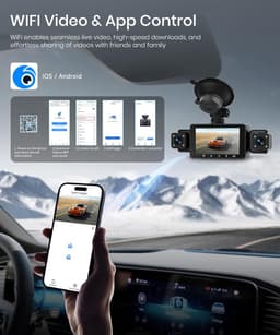 360 Graden 4-Kanaals Dashcam - Full HD - Wifi Verbinding - Voor Auto's — thumbnail 5