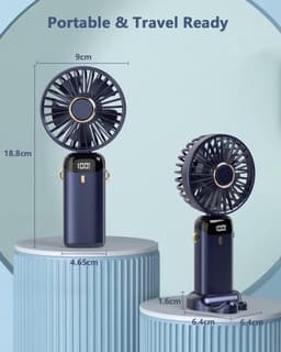 Solvix tafel ventilator geluidloos - Tafelfan - Blauw - 5 Snelheden - Oplaadbare Accu - Voor Thuis en Op Reis — thumbnail 5