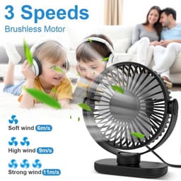 Solvix tafel ventilator geluidloos - Tafelfan - Zwart - 360° Rotatable - Ultra-stil - Voor Thuis en Kantoor — thumbnail 2