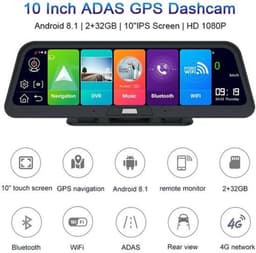Dashcam voor Auto - 10" 4G Android 8.1 Dashcam - GPS Navigatie, Dual 1080P Camera - ADAS Rijhulp - Parkeermodus - Achteruitrijcamera - WiFi - Bluetooth - G-Sensor - Loop Recording - Zwart — thumbnail 5