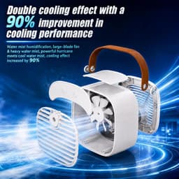 Bureauventilator - Draagbare Mini Aircooler - Oplaadbaar 4000mAh Model - 3 Snelheden Stille Bureauventilator voor Binnen en Reizen - Wit — thumbnail 4