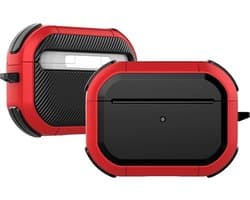 Mobigear Hoesje geschikt voor Apple AirPods Pro 2 Shockproof Hardcase Hoesje | Mobigear Slim Armor - Zwart / Rood