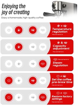 Brandistry - Semi-Automatische Espressomachine - Koffiezetapparaat - RVS - Instelbare Temperatuur - Onderhoudsvriendelijk — thumbnail 3