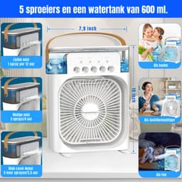 RWB® Mobiele Airco Zonder Afvoer - Luchtkoeler - Aircooler - Wit - ‎26x20x25cm — thumbnail 1