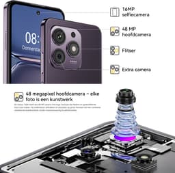 HOTWAV Note 13 Max - smartphones zonder abonnement - 256 GB - 5160 mAh - 4G Dual SIM - Face ID - GPS - Vingerafdrukherkenning - Paars — thumbnail 3