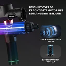 SnelShoppen - 6 in 1 Massagepistool - Professioneel Massageapparaat - 30 Massagesnelheden - Inclusief Opbergtas - Zwart - Volledige Lichaamsmassage — thumbnail 4