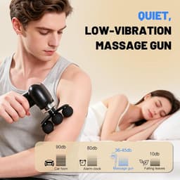 Massagepistool – massageapparaat voor grote oppervlakken met een innovatief ontwerp met 6 koppen, afneembare handgreep (kort/lang), 6 standen en 4 opzetstukken - zwart — thumbnail 2