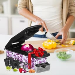 Groentehakker Slicer - Keuken Snijmachine - Voedselbereiding Versnellen - 18-in-1 Multifunctioneel - 33.4 cm Lengte - Zwart — thumbnail 5