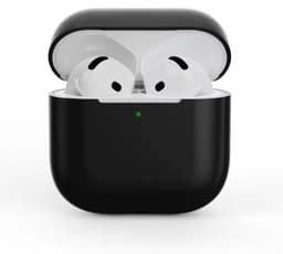 New Age Devi - Siliconen Hoes Geschikt voor AirPods 4 - Inclusief Clip - Cover - Zwart — thumbnail 1