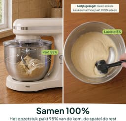 Vivid Green 2000W Keukenrobot - 6.2L - Display & Instelbare Timer - Mixer met Mengkom - Keukenmachine - Keukenmixer - Creme — thumbnail 3