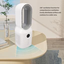 Deskless Fan, 3 Speeds Wind 106° Oscillating Fan Rechargeable Desk Fan with LED Night Light, Small Silent Office Fan, Small Personal — thumbnail 4