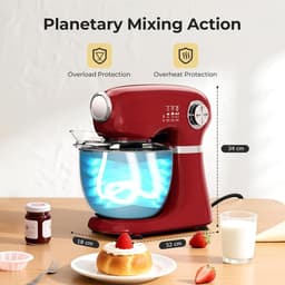 Swiss Haus® KM2005 Keukenmachine – 1000W Keukenrobot – 5L RVS Mengkom met Handgreep – 12 Snelheden – Retro Design – Multifunctionele Keukenmixer met Accessoires - Crème — thumbnail 5