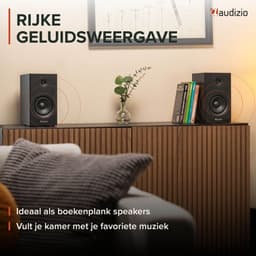 Boekenplank speakers - Audizio BS15 - Actieve speakerset met Bluetooth - HiFi speakers - 60W - Zwart — thumbnail 2