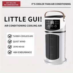 Mini aircooler - 6 snelheden, USB, watertank, timer, luchtkoeler voor bureau slaapkamer en thuiswerkplek - Wit — thumbnail 2