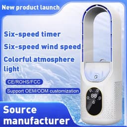 Mini aircooler - 6 snelheden, bladloos ontwerp, USB, timer, luchtkoeler voor bureau slaapkamer en thuiswerkplek - Wit — thumbnail 5