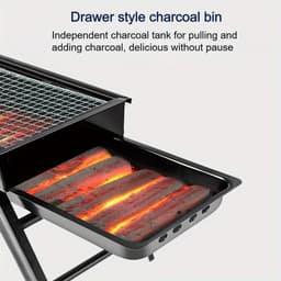 Opvouwbare Houtskool BBQ Grill – Draagbare RVS Camping Barbecue met Inklapbare Poten – Compacte Grill voor Buiten & Reizen — thumbnail 5