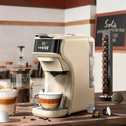 HiBREW H1B - 6 in 1 - Koffiemachine - Koffiezetapparaat - Multifunctioneel voor warm en koud - Kapsulekoffiezetapparaat - Voor Nespresso, Dolce Gusto, ESE & gemalen koffie - Beige — thumbnail 4