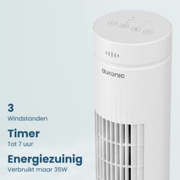 Auronic Torenventilator - Met Afstandsbediening en Timer - Ventilator - 60° Oscillatie - 76 cm - Wit — thumbnail 4