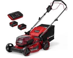 Einhell Accu Grasmaaier GC-CM 36/46 S Li BL Kit - Power X-Change - 36 V/Li-ion - Maaibreedte: 46 cm - Aanbevolen gazonoppervlakte: tot 500 m² - 50 L opvangzak - Maaihoogte: 25-80 mm - Incl. 2x 4.0 Ah accu en 1 oplader