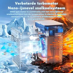 SNJY® Mobiele Airco Zonder Afvoer - Mobiele Airco voor Slaapkamer - Luchtkoeler - Aircooler - 2 Bevochtigingsniveaus - 3 Windsnelheden - 1L - Wit/Blauw — thumbnail 4