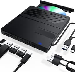 Externe DVD Brander - CD/DVD Station - Bestanden Overzetten - 4 USB Poorten - Extern - Zwart — thumbnail 1