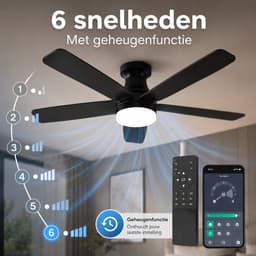 MUPOO Modern Plafondventilator met Lamp Walnoot Omkeerbare bladen 106 cm-Afstandsbediening & App Bediening-Stille DC Motor-Dimbare LED &6 Snelheden-Zomer &Winterstand-plafonniere met ventilator Voor Slaapkamer/Woonkamer-Multiplex bladen — thumbnail 3