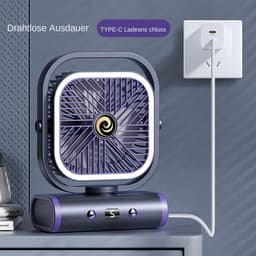 Tafelventilator - StilleStatiefventilator - Vloerventilator - Zomerkoeling- Draagbare Ventilator Sterke Koeling - Oplaadbaar & Verstelbare Hoek - voor Thuis, Slaapkamer, Studentenkamer, Kamperen - Wit - 1 Stuk — thumbnail 3