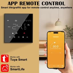 Slimme Thermostaat - Verwarming Regelaar - Verwarming Instellen - App & Voice Bediening - 86 x 86 mm - Zwart — thumbnail 5