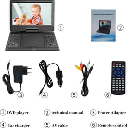 Draagbare DVD Speler 14,9 Inch – 12,1" HD Scherm | Oplaadbaar | USB & SD | TV Synchronisatie | Zwart — thumbnail 4