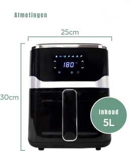 RUX® Mini Airfryer - Kleine Friteuse - Frituese - met Tefloncoating - 2,5L- Zwart - 32cm x 25cm x 31cm; 3 kg — thumbnail 4