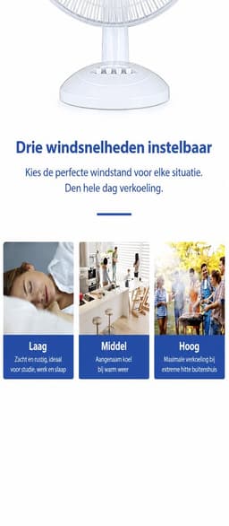 Zonne-energie Tafelventilator 30 cm (12 inch) | X-LUMIX X-Fan White | 15W Motor | 12W Zonnepaneel | 4000mAh Accu | Stil & Energiezuinig | Binnen & Buiten — thumbnail 3