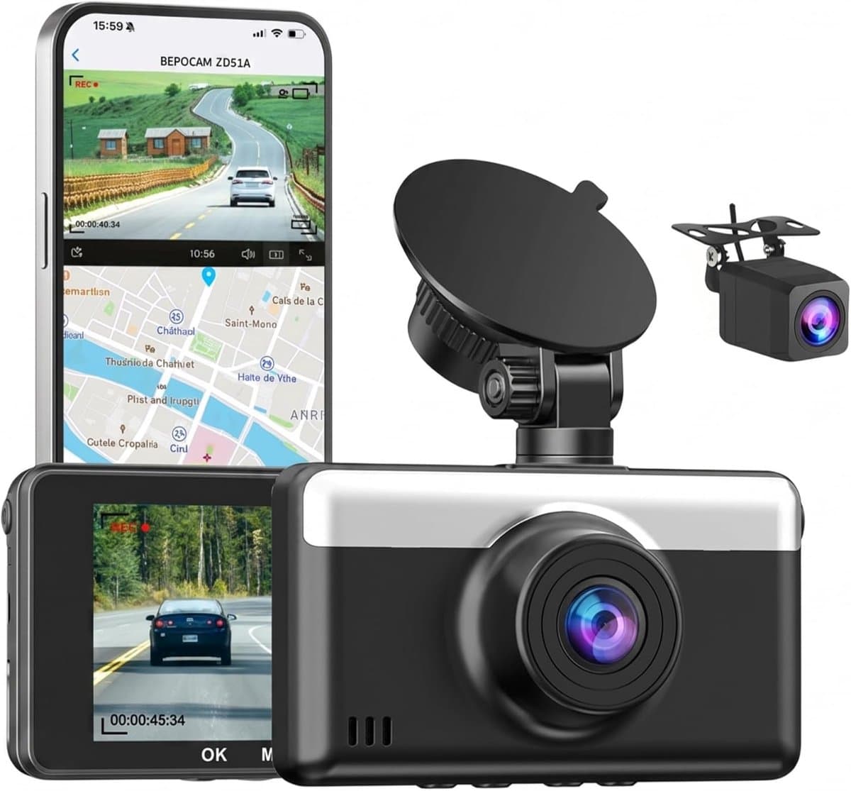 Ingebouwde Camera met WiFi App en 3" IPS-scherm – Enkele Camera — afbeelding 1