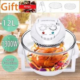 Glazen Airfryer - Heteluchtoven - Gezond Koken - 360° Verwarming - 12 Liter Inhoud - Zwart — thumbnail 2