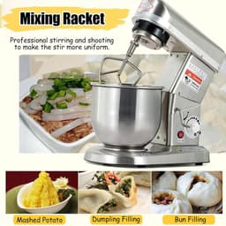 Keukenrobot - Keukenmixer Staande - Bakken en Koken - 3-in-1 Multifunctioneel - 5L Kom - Zilver — thumbnail 3