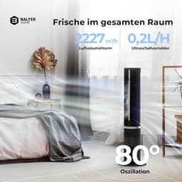 Balter 5-in-1 Mobile Air Conditioning Without Drain Hose, Fan with Water Cooling, Air Cooler and Air Purifier, Humidifier, Tower Fan with Water Cooling, Timer, Very Quiet — thumbnail 2