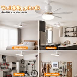 Pelor Plafondventilator met Verlichting E27 - LED Ventilatorlamp met Afstandsbediening - 3 Snelheden - 42 Inch - Wit — thumbnail 3