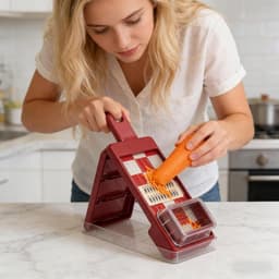 Groente Hakker - Keuken Gadget - Maaltijd Voorbereiding - 4-in-1 Functies - 30x12x6 cm - Rood — thumbnail 3