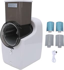 Elektrische Groentesnijder - Keukenmachine Rasp - Maaltijden Bereiden - 4 Verwisselbare Hulpstukken - 4500 mAh Batterij - Wit — thumbnail 5
