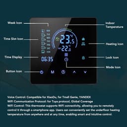 Digitale Thermostaat - Slimme Regelaar - Vloerverwarming Instellen - Programmeerbare Schema's - 86 mm - Zwart — thumbnail 4