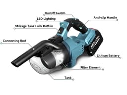 DRAADLOZE STOFZUIGER VOOR AUTO EN THUIS GESCHIK T VOOR MAKITA BATTERIJ — thumbnail 2