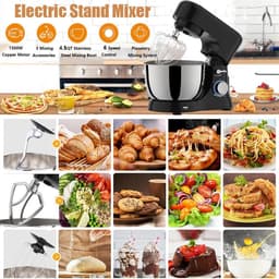 Keukenmachine - Elektrische Mixer - Bakken Thuis - Krachtige Motor - 45 Qt Kom - Zwart — thumbnail 2
