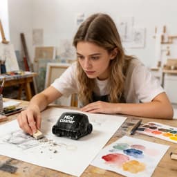 Tafelstofzuiger - Mini plumeau - Bureau opruimen - Handige bediening - Compact formaat - Zwart — thumbnail 3