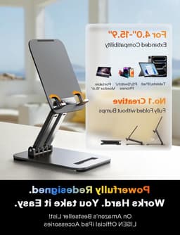 Vouwbare Tablet Stand voor iPad en Smartphones - Ideaal voor Thuis, Kantoor en Reizen, Geschikt voor 4-16 inch Tablets en E-readers zoals Kindle — thumbnail 5