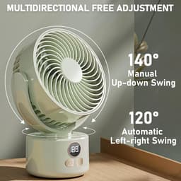 KZQ USB tafelventilator wit – 1200mAh oplaadbaar, 3 snelheden, stil (<25dB), 140° kantelbaar, 120° slingerend — thumbnail 5