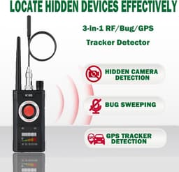 Professionele detector voor verborgen camera's, GPS-trackers en afluisterapparatuur | Zeer gevoelige en instelbare RF-signaalzoeker voor hotels, reizen en auto's | Compact en gebruiksvriendelijk voor optimale privacy en gemoedsrust — thumbnail 3