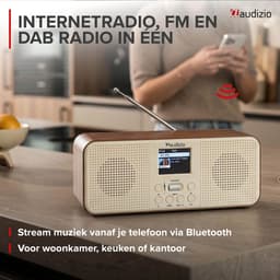 Internet radio - Audizio Bucine - FM en DAB radio - Radio met Bluetooth - Wekkerfunctie - Crème — thumbnail 2