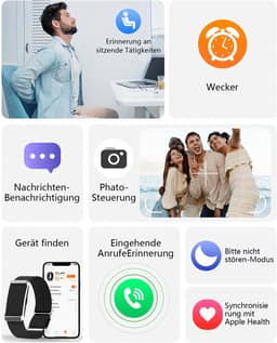Lichtgewicht fitnessarmband met 24/7 gezondheidsmonitoring, meer dan 120 sportmodi en slaapanalyse – 1 ATM waterdichte activity tracker met meldingen – zilverkleurig — thumbnail 5