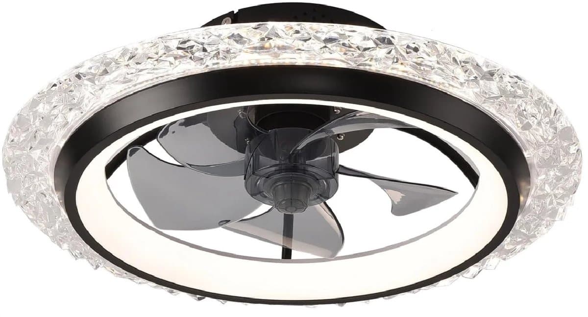 LUMÉ STORE Plafondventilator - LED Plafondlamp - Ventilator - 6 Snelheden - APP & Afstandsbediening - Stille Motor - 50cm - Zwart — afbeelding 1