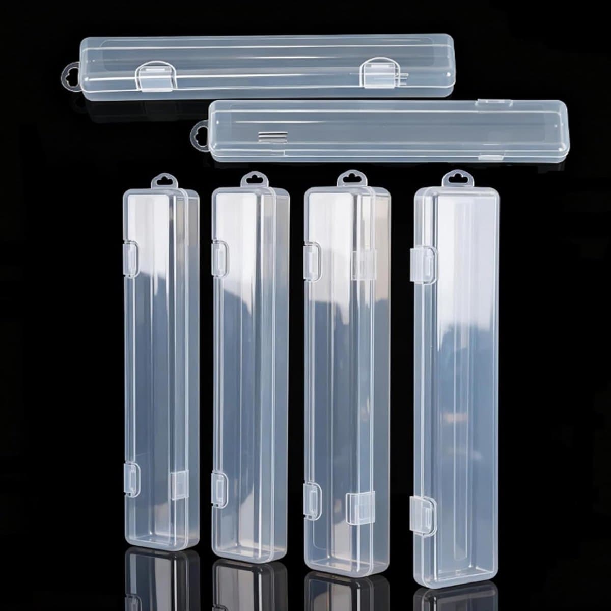 Set van 6 Bestekdozen - 27 cm Plastic, Draagbare Opbergdoos voor Herbruikbare Eetstokjes, Lepel en Vork, Ideaal voor Buiten, Reizen en Kamperen — afbeelding 1
