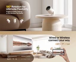 VIEMAE Beamer - Projector - Full HD - Wifi - Bluetooth - 290 ANSI - Android - 180° draaibare projectie - Ingebouwde HI-Fl - Wit — thumbnail 4